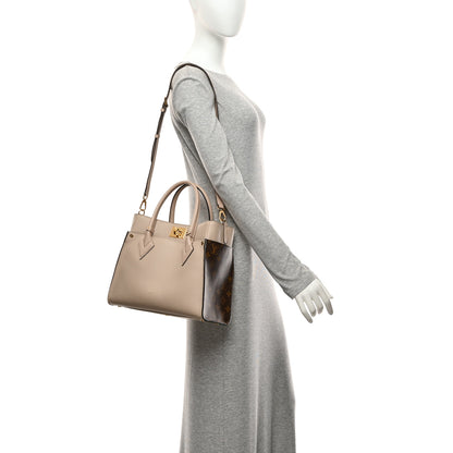Louis Vuitton Calfskin Monogram On My Side MM Greige 2 of 9