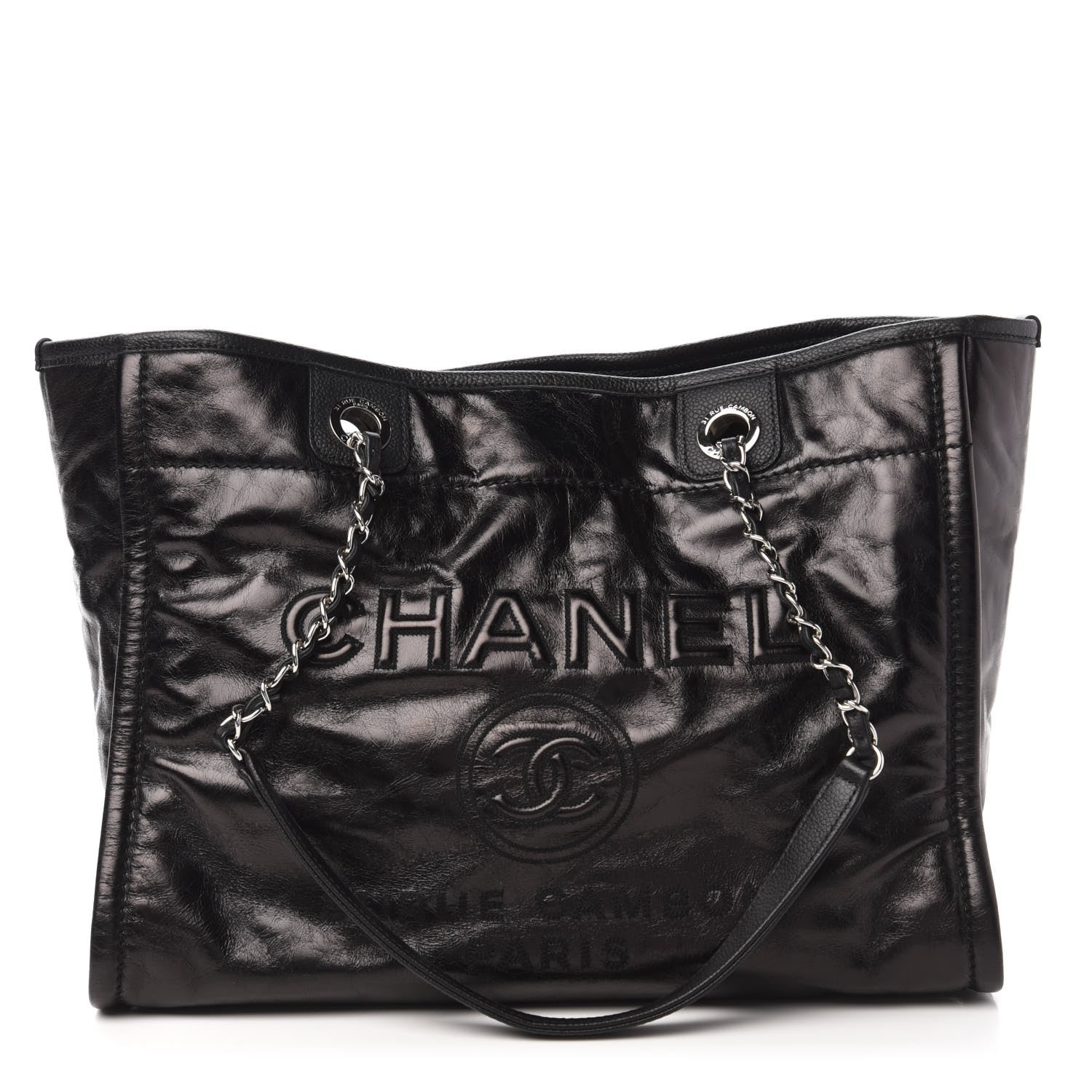 Chanel Glazed Calfskin Small Deauville Tote Black 1 of 10