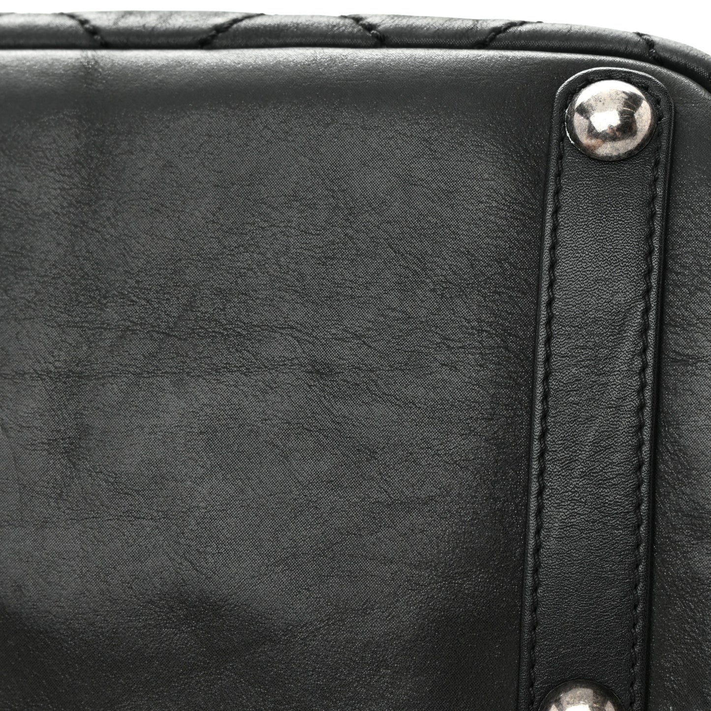 Iridescent Calfskin Quilted In The Mix Shopping Tote Black