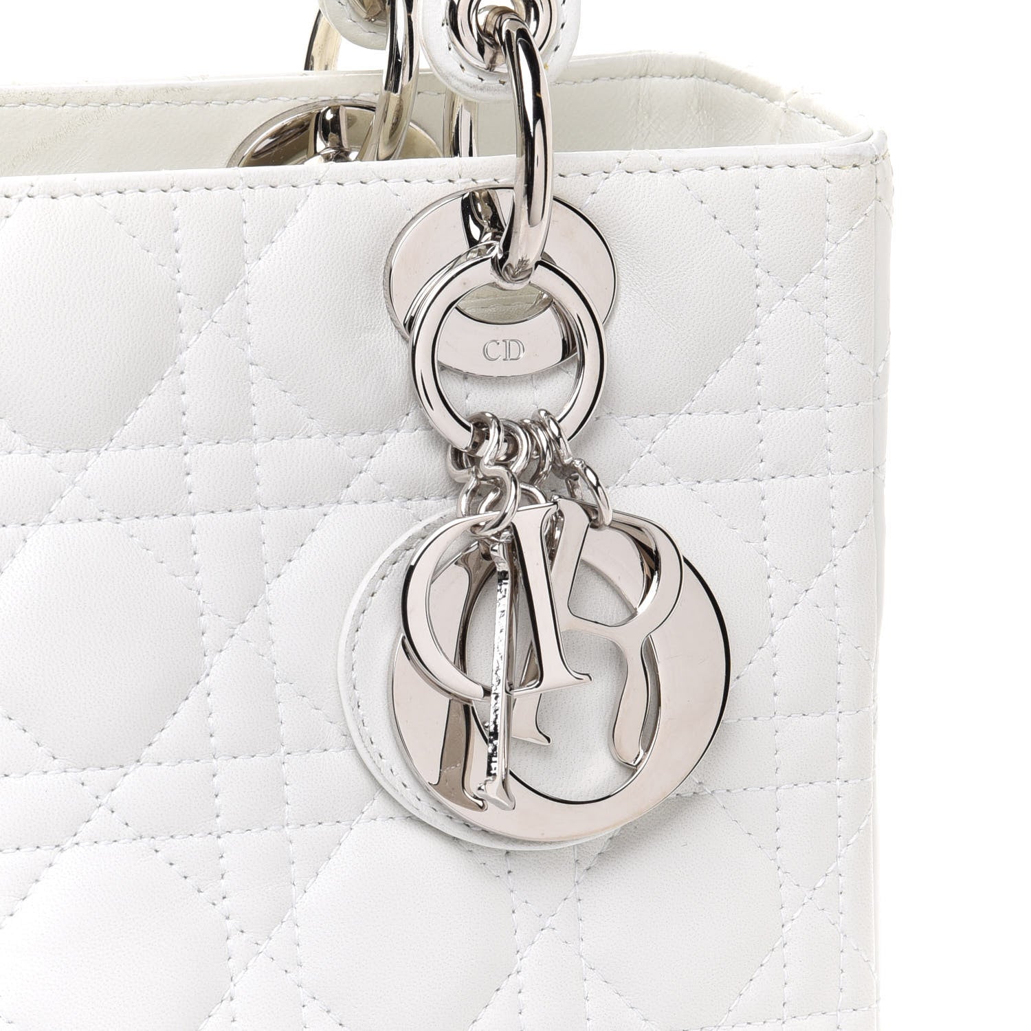 Christian Dior Lambskin Cannage Medium Lady Dior White 13 of 16