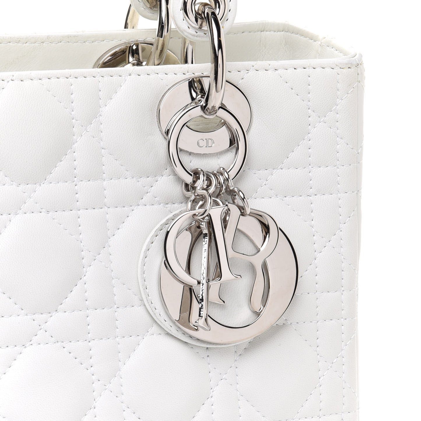 Lambskin Cannage Medium Lady Dior White