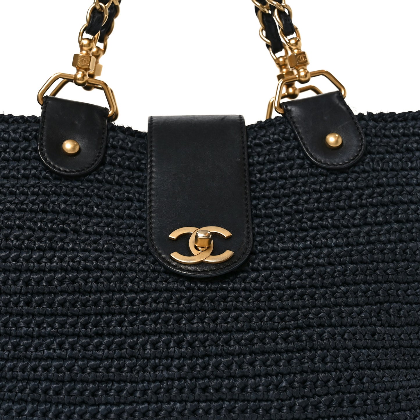 Straw Raffia Tote Black