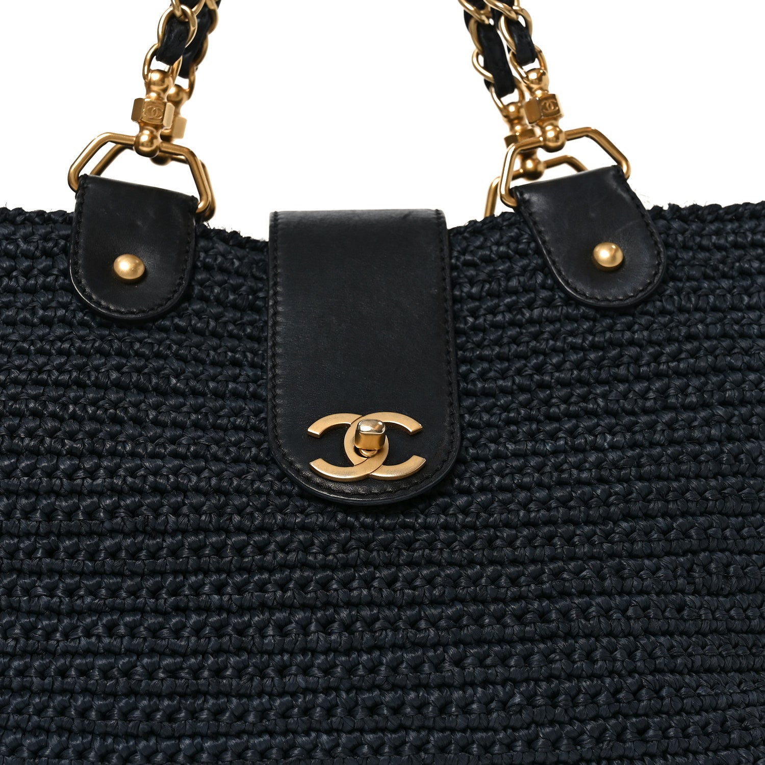Chanel Straw Raffia Tote Black 7 of 10