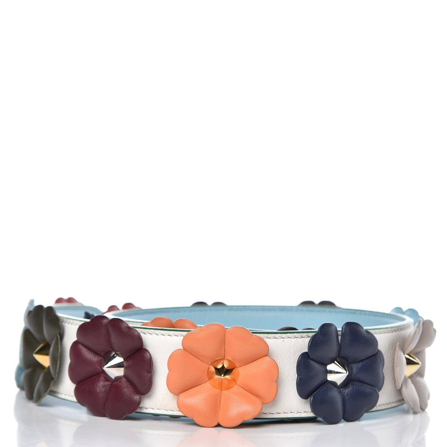 Vitello Dolce Flowerland Bi-Color Studded Strap You White Ice Multicolor