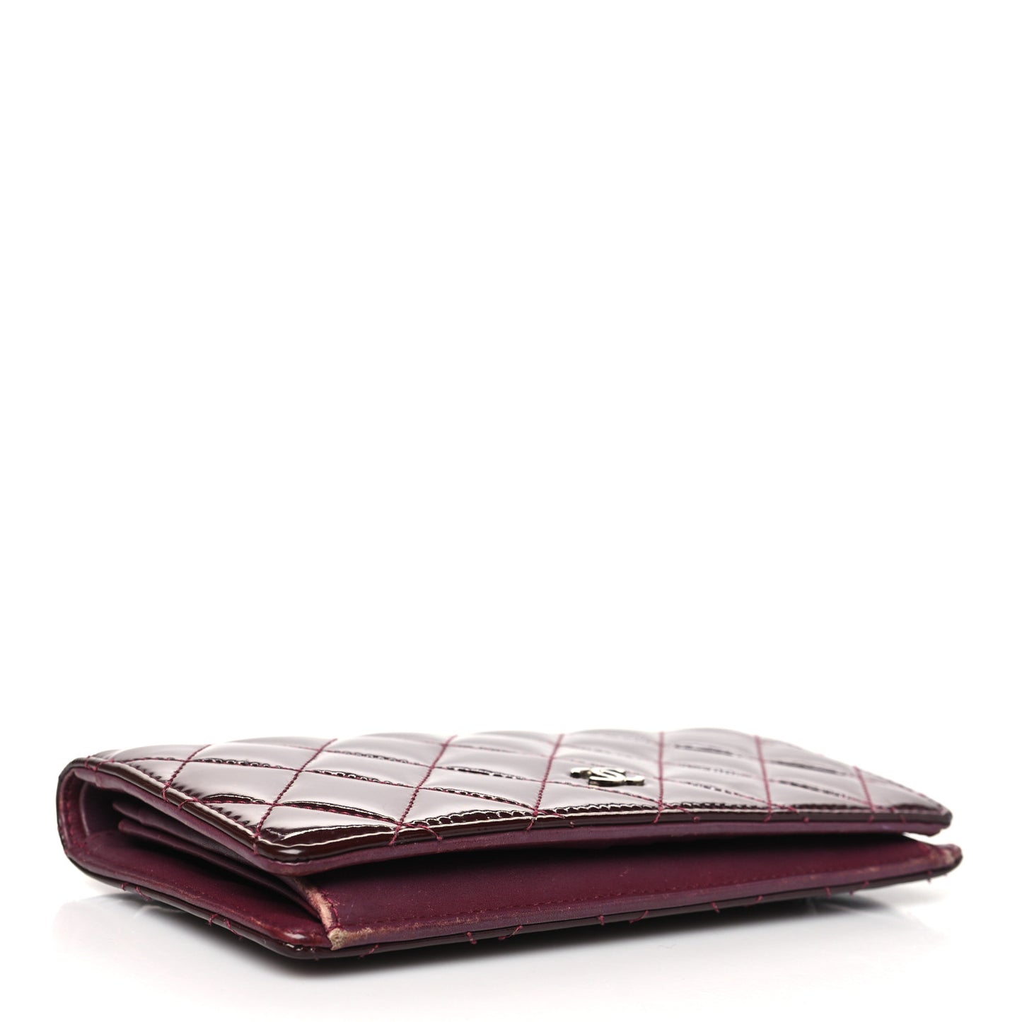 Patent Calfskin Quilted Yen Wallet Red