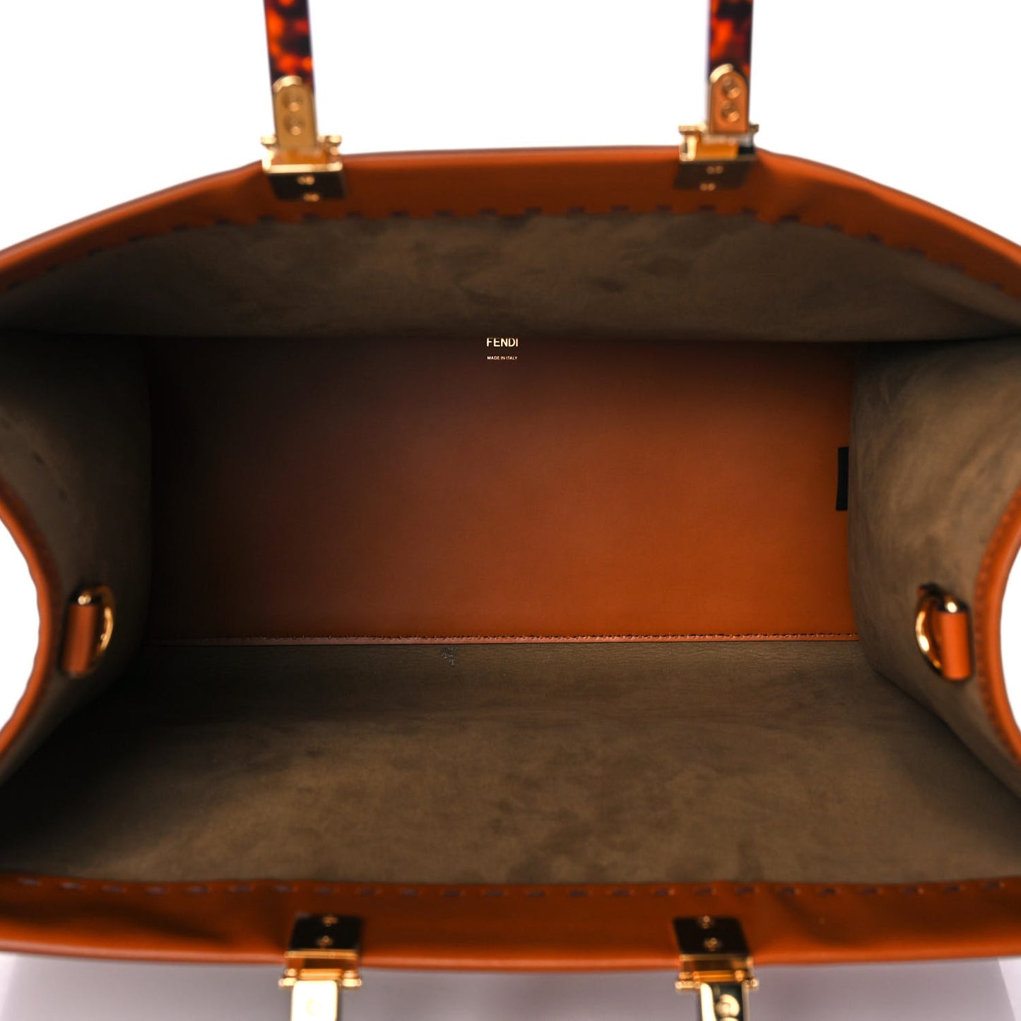 Vitello King Plexiglass Medium Fendi Sunshine Shopper Tote Cuoio