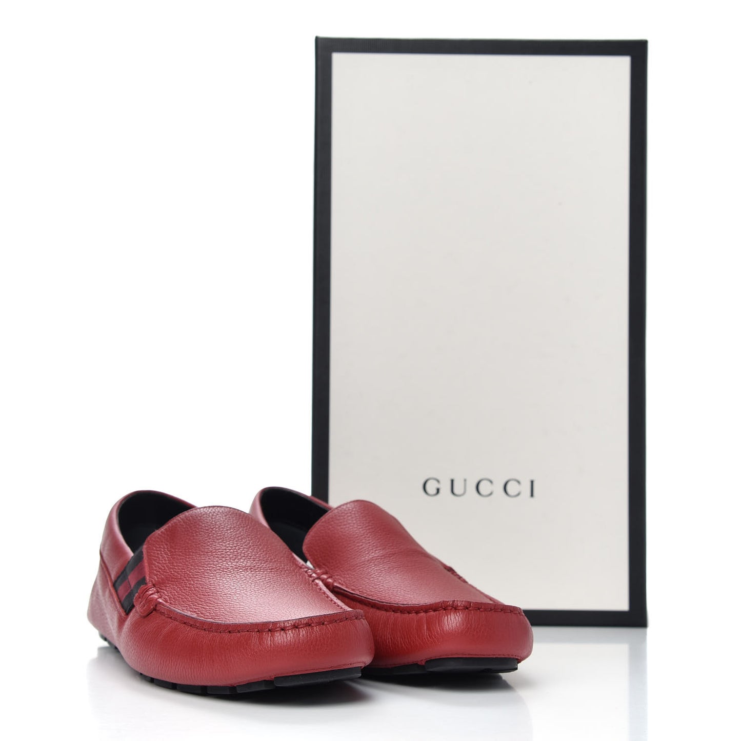 Calfskin Web Mens Driver Loafers 7 Red