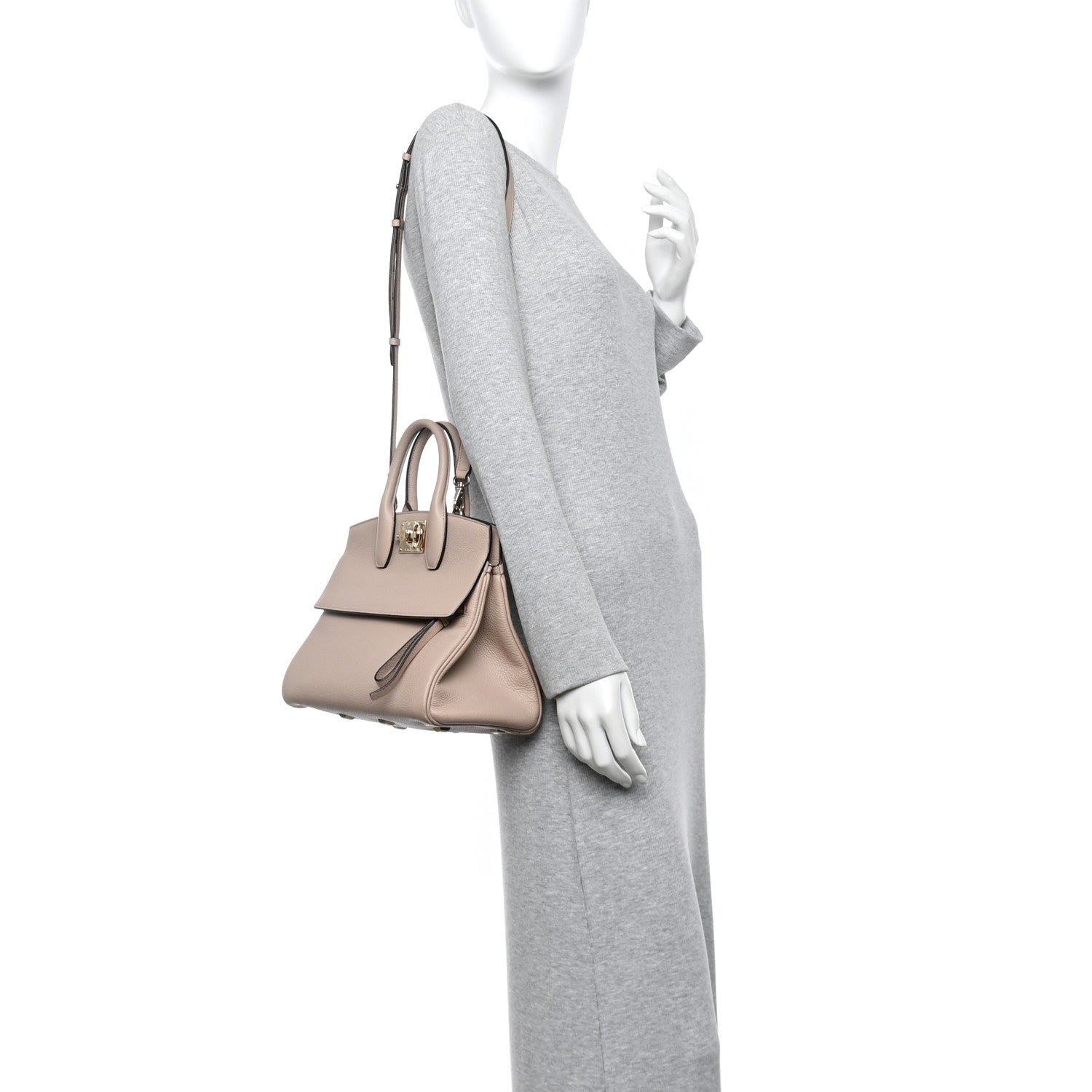 Salvatore Ferragamo Calfskin Medium Studio Bag Daino 1790717