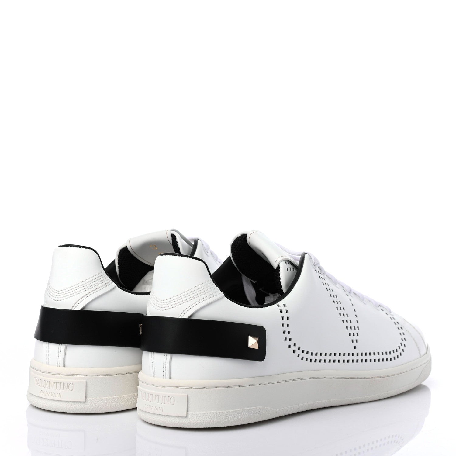 Valentino Garavani Calfskin Mens Backnet Sneakers 42 White Black 3 of 4