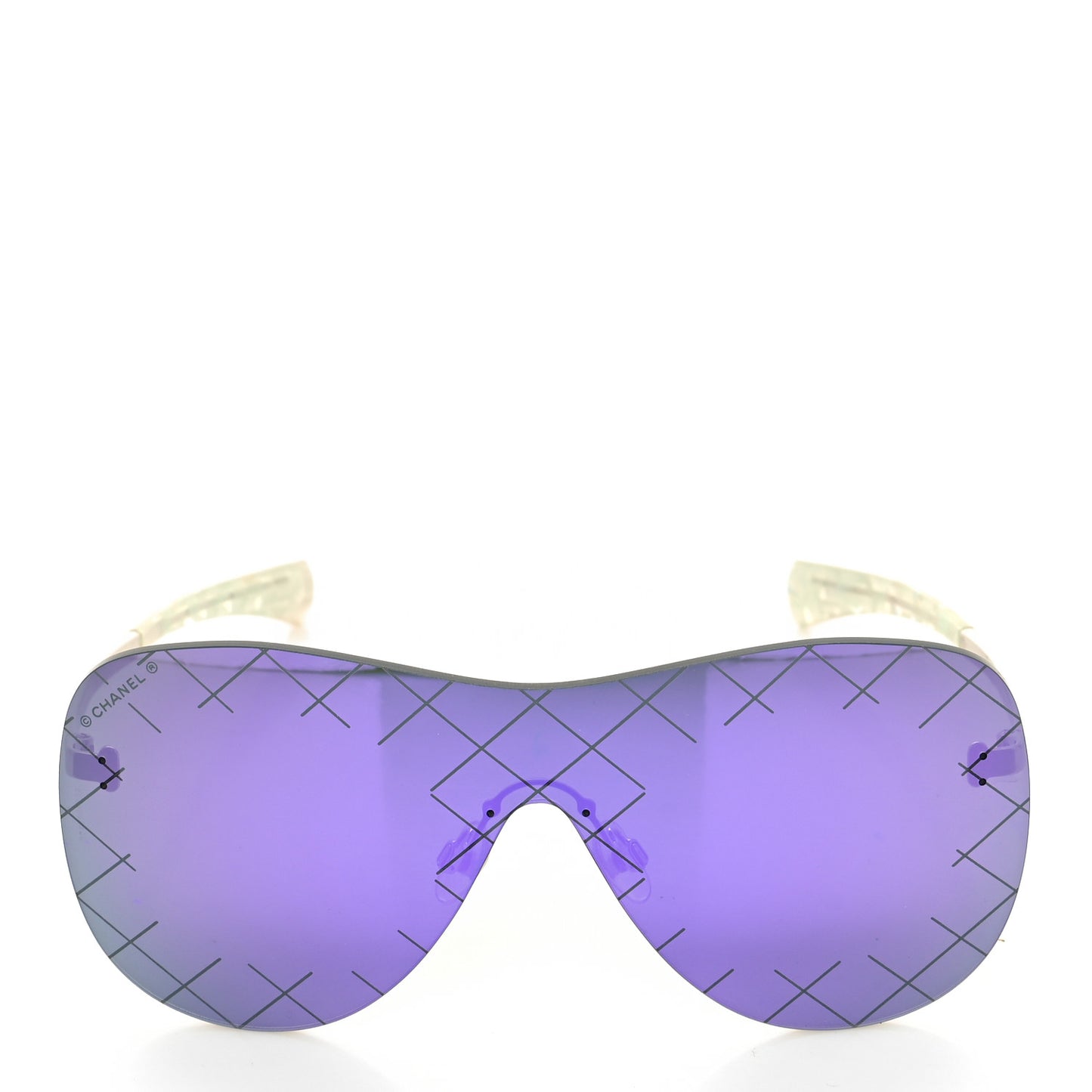 Acetate Shield Runway Sunglasses 71158 Silver Purple