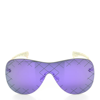 Chanel Acetate Shield Runway Sunglasses 71158 Silver Purple 2 of 8