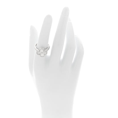 Van Cleef & Arpels 18K White Gold Guilloche Vintage Alhambra Ring 54 6.75 54/6.75 3 of 10
