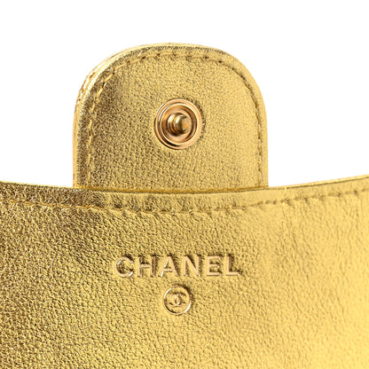 Chanel Metallic Calfskin Crocodile Embossed Cocodile Compact Flap Wallet  Gold 7 of 8