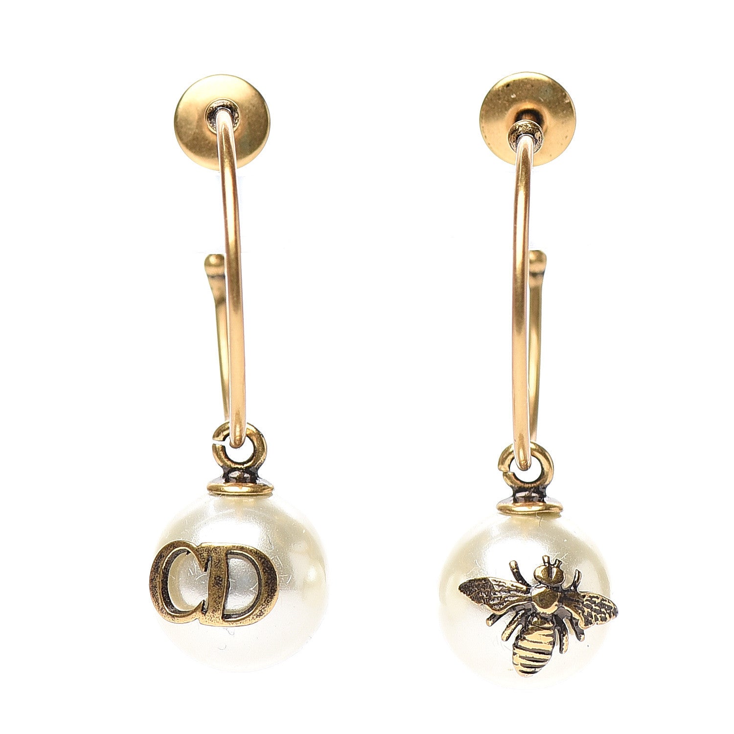 Christian Dior Pearl Bee Star Tribales Hoop Earrings 1 of 4