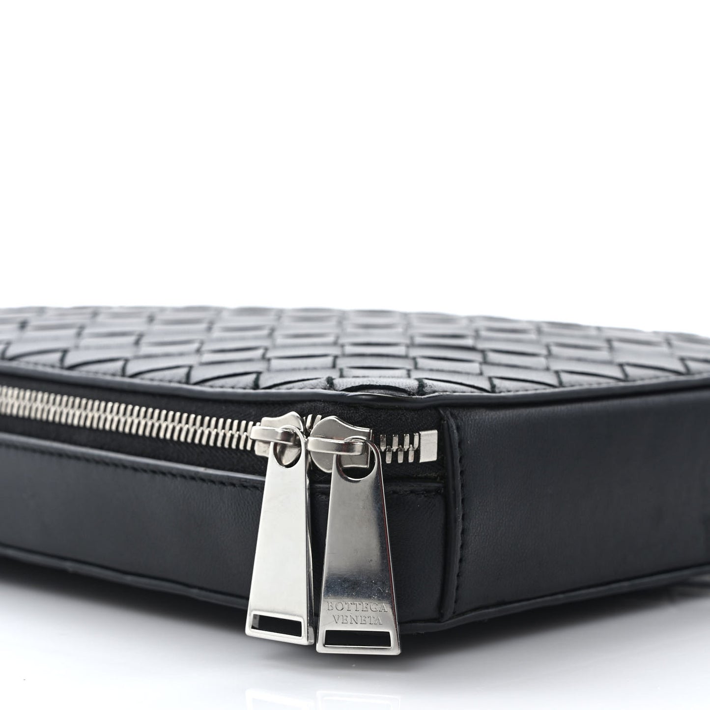 Nappa Intrecciato Zip Around Crossbody Bag Black
