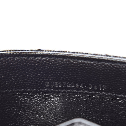 Saint Laurent Grain De Poudre Matelasse Chevron Monogram Flap Wallet Black 7 of 8