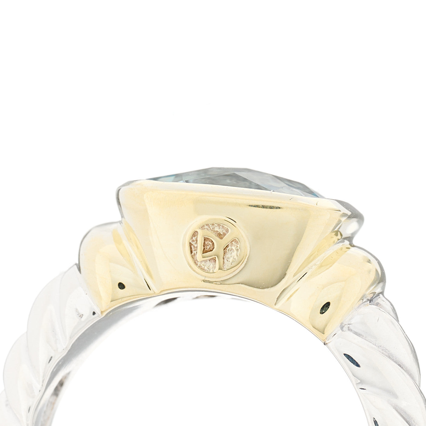 David Yurman Sterling Silver 14K Yellow Gold Blue Topaz 10mm Noblesse Ring 50 5.5 4 of 5