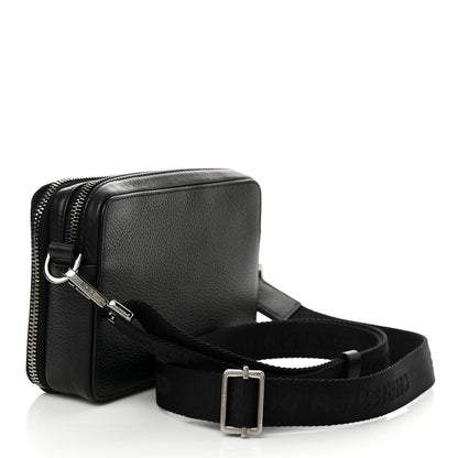 Christian Dior Grained Calfskin CD Icon Zipped Pouch With Strap Black 3 of 12