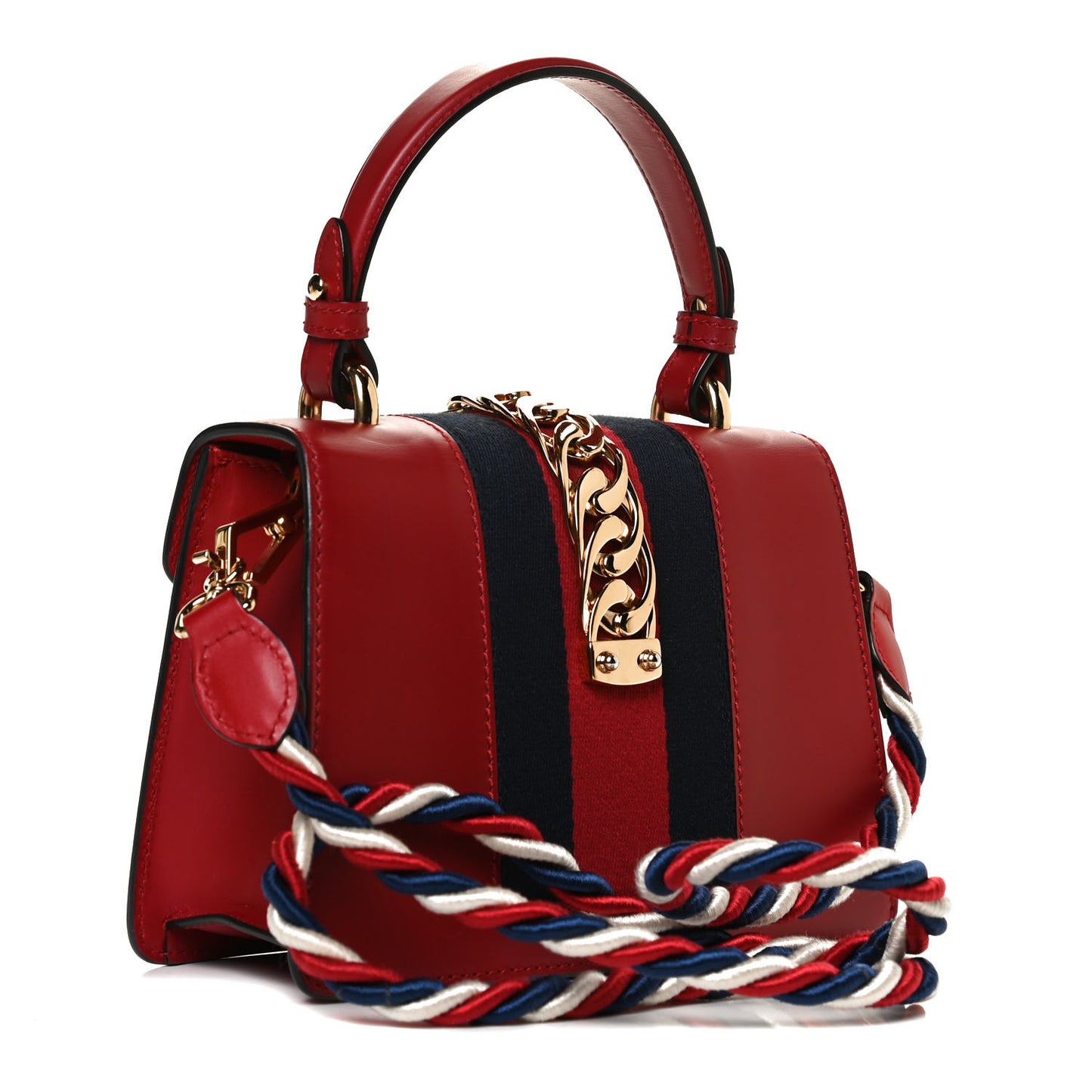 Calfskin Mini Sylvie Top Handle Bag Hibiscus Red