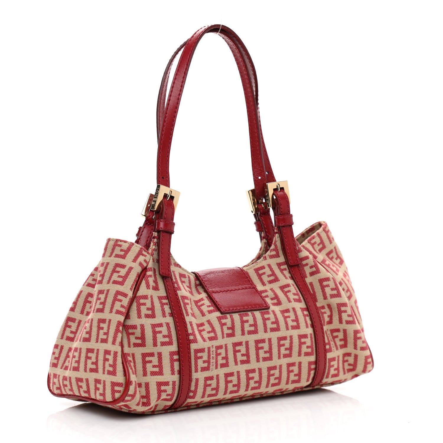 Fendi Zucchino Vitello Mini Sporty Beige Rosso 3 of 11