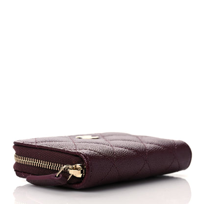 Chanel Caviar Quilted Zip Around Coin Purse Burgundy 4 of 10