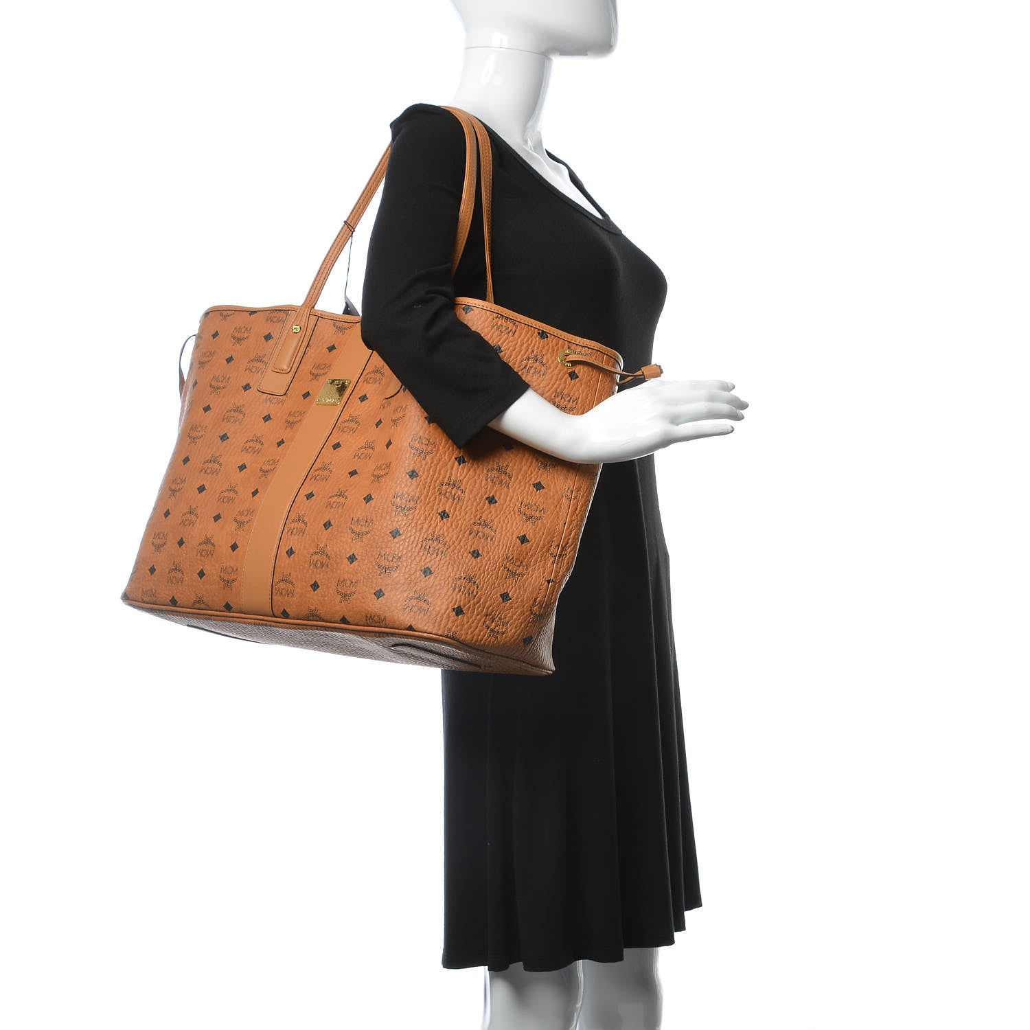 MCM Visetos Large Liz Reversible Shopper Tote Cognac 3 of 12