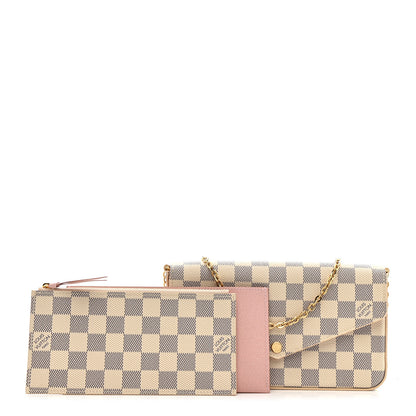 Louis Vuitton Damier Azur Pochette Felicie Chain Wallet Rose Ballerine 3 of 11