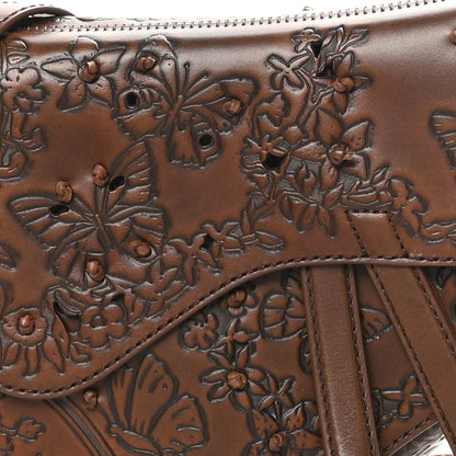 Christian Dior Calfskin Painted Laser Cut Saddle Bag With Strap Brown Multicolor 8 of 10