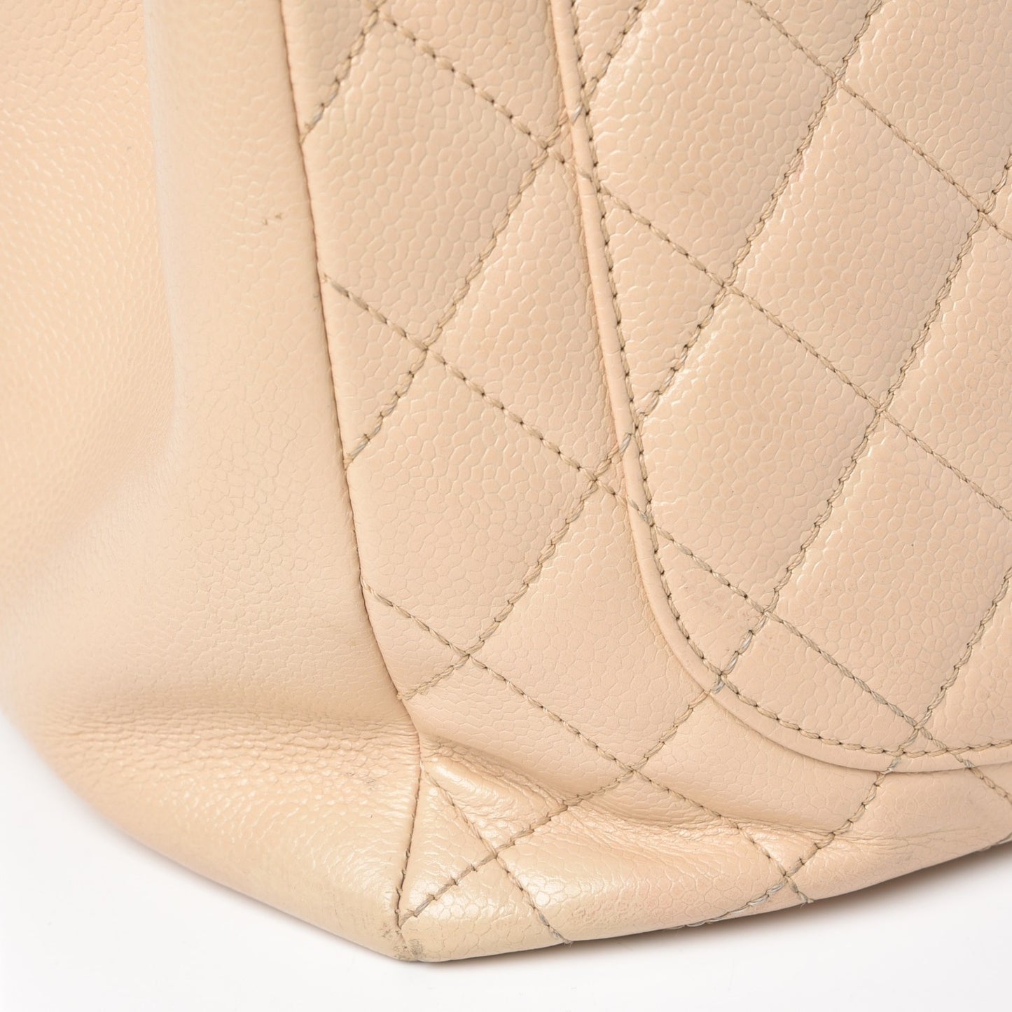 Caviar Quilted Grand Shopping Tote GST Beige