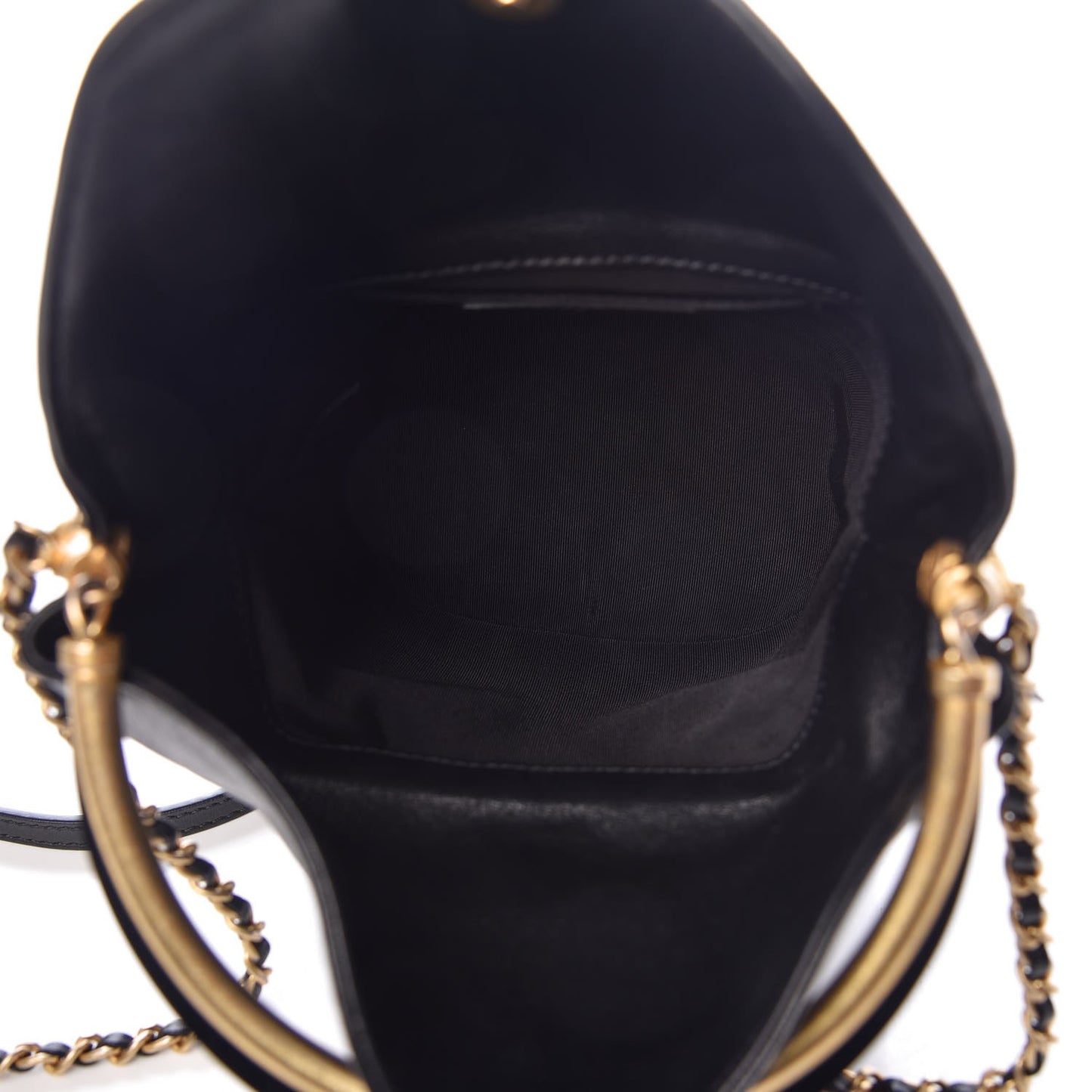 Lambskin Chevron Quilted Handle With Chic Bucket Bag Black