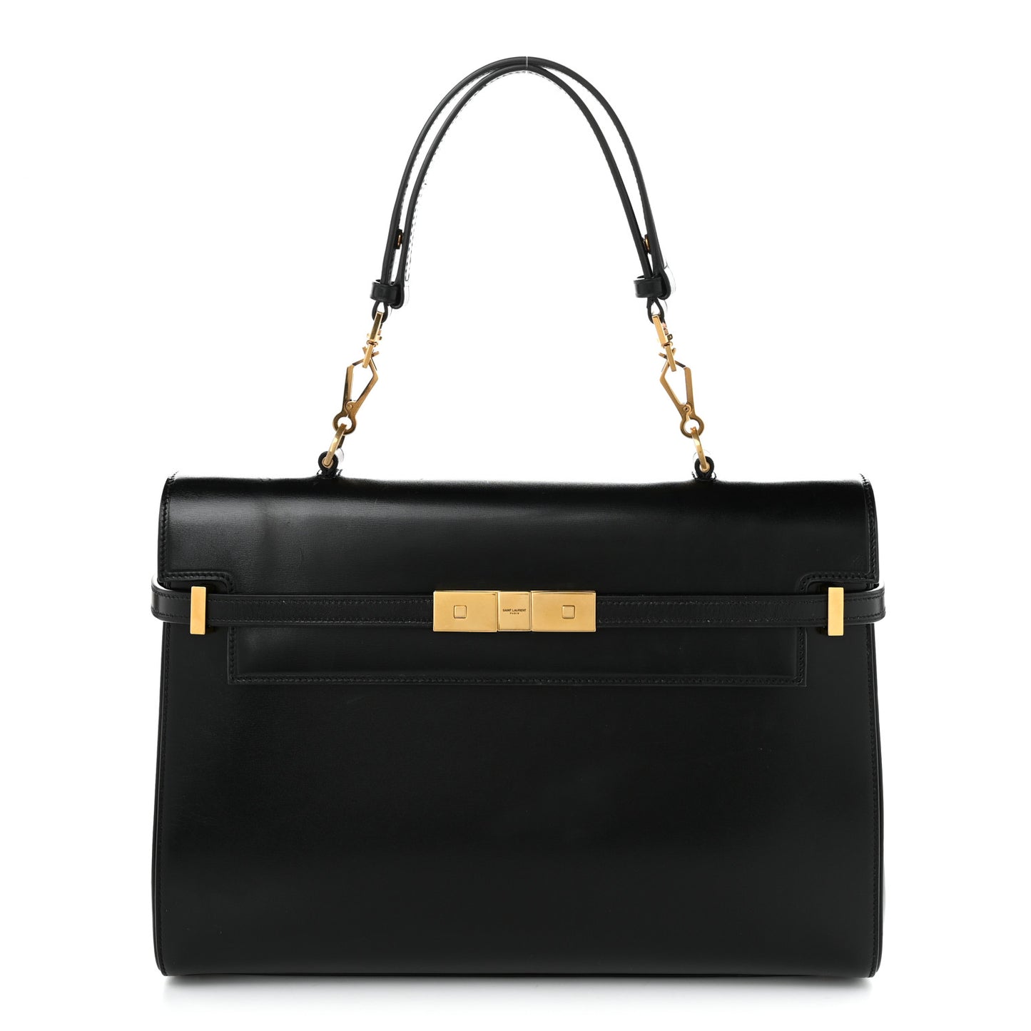 Smooth Calfskin Manhattan Top Handle Black