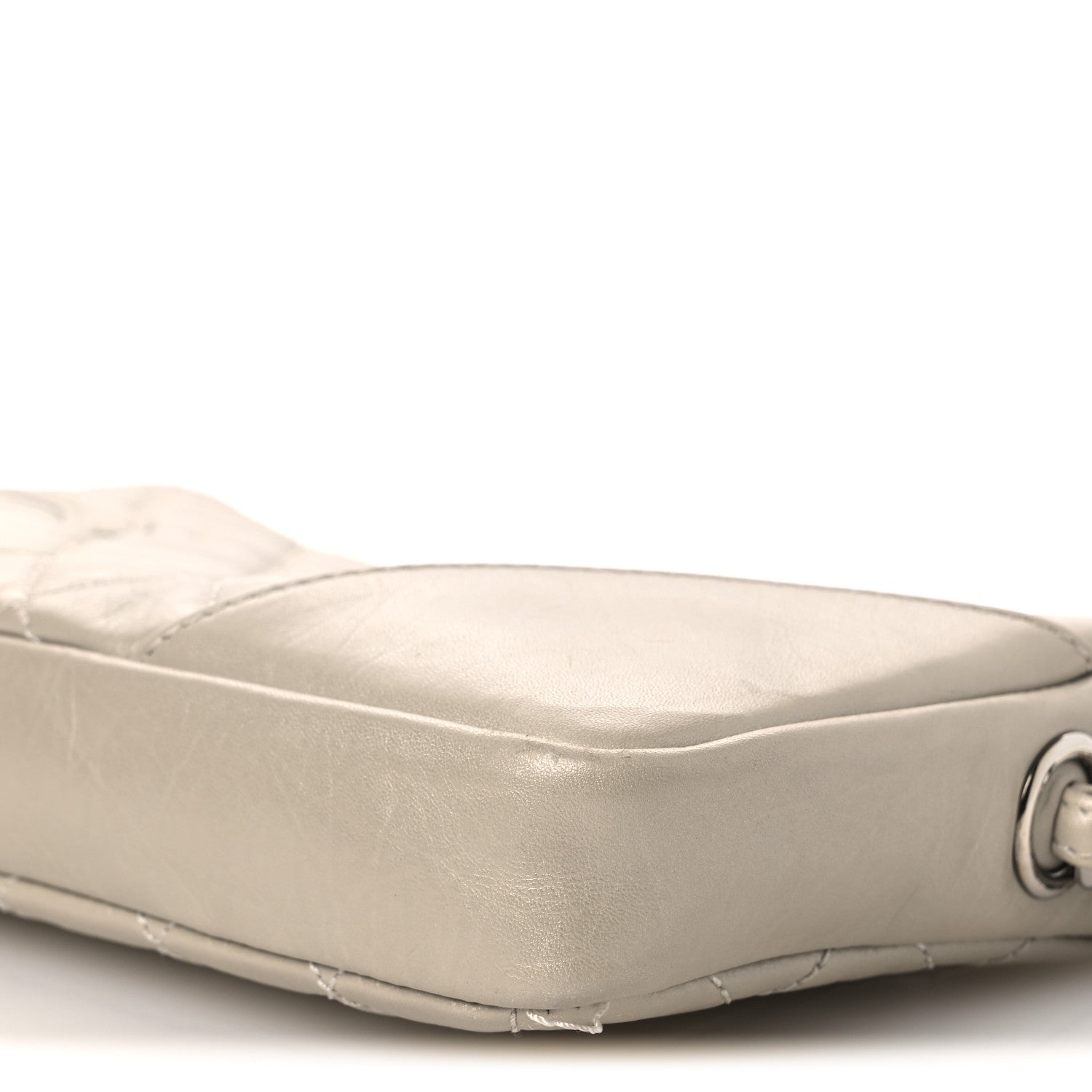 Chanel Metallic Aged Calfskin Quilted Cotton Club Pochette Argent Clair 10 of 14