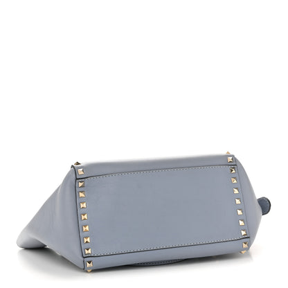 Valentino Garavani Vitello Rockstud Small Double Handle Tote Grey Blue 4 of 12