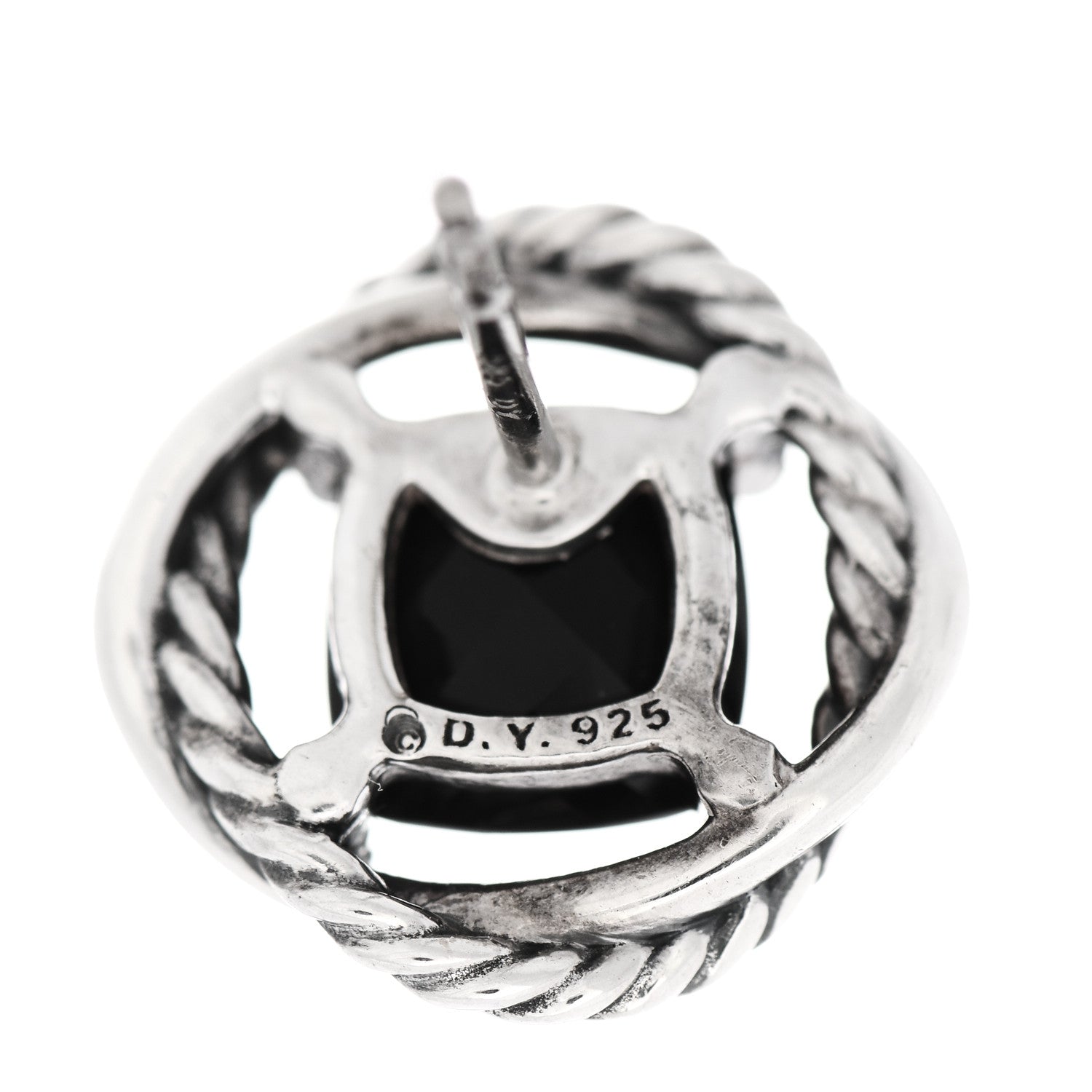 David Yurman Sterling Silver Black Onyx 7mm Infinity Earrings 4 of 4