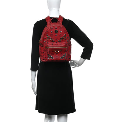 MCM Visetos Studded Small Stark M Backpack Red 2 of 13