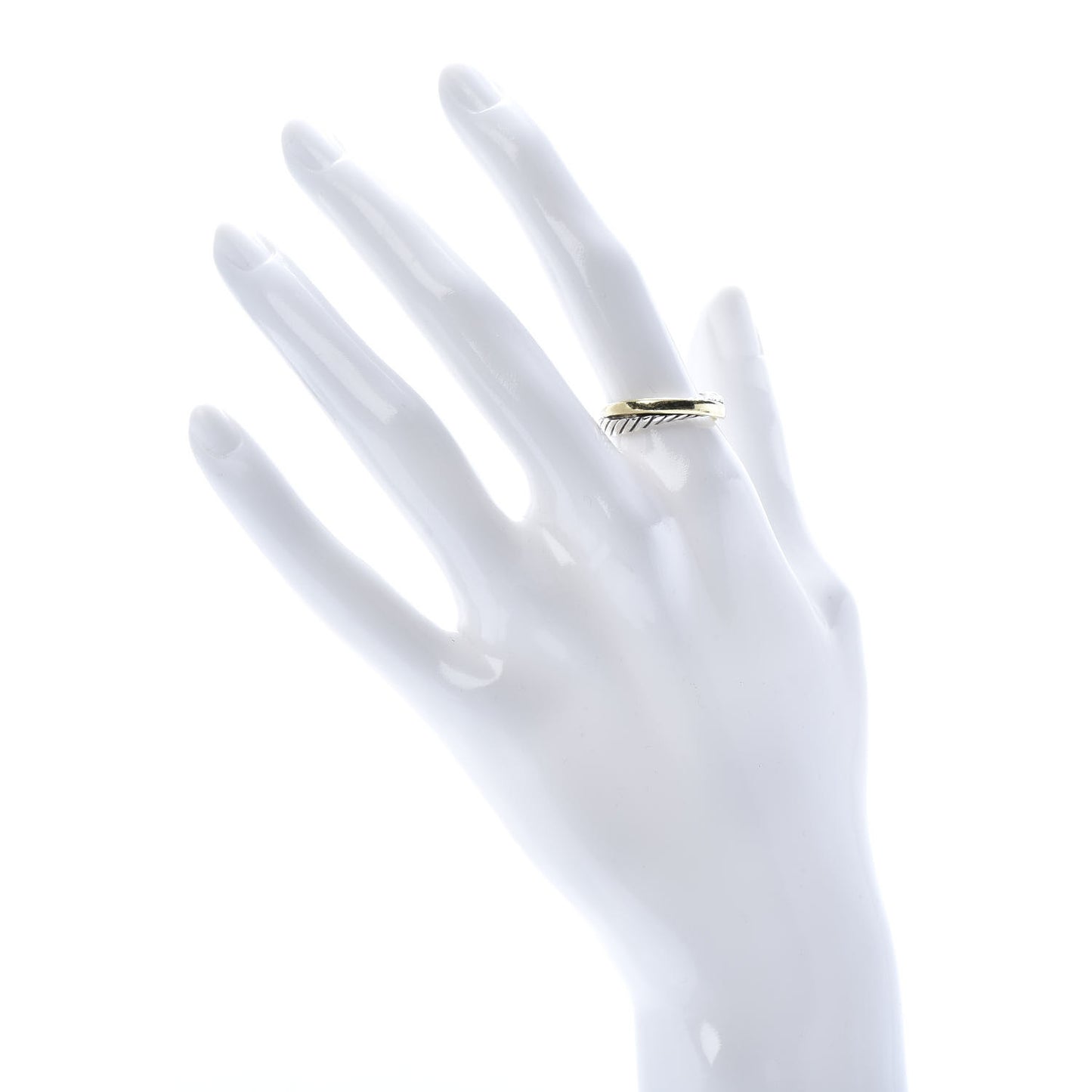 Sterling Silver 14K Yellow Gold Single Crossover Ring 54 7