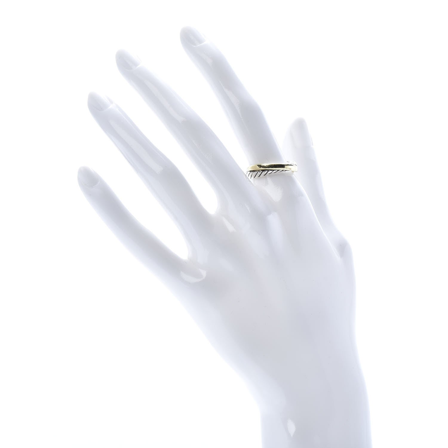 David Yurman Sterling Silver 14K Yellow Gold Single Crossover Ring 54 7 2 of 5