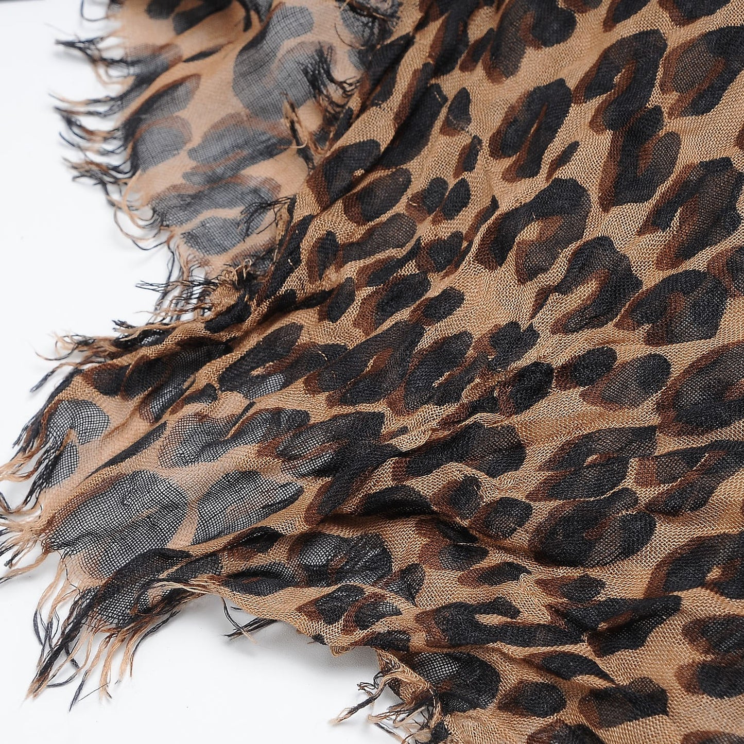 Cashmere Silk Leopard Etole Stole Marron