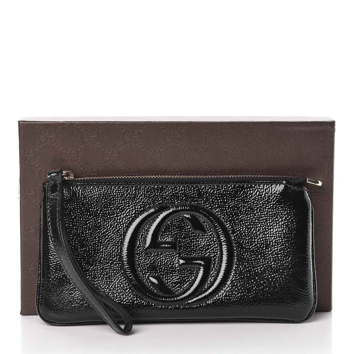 Soft Patent Soho Wristlet Black