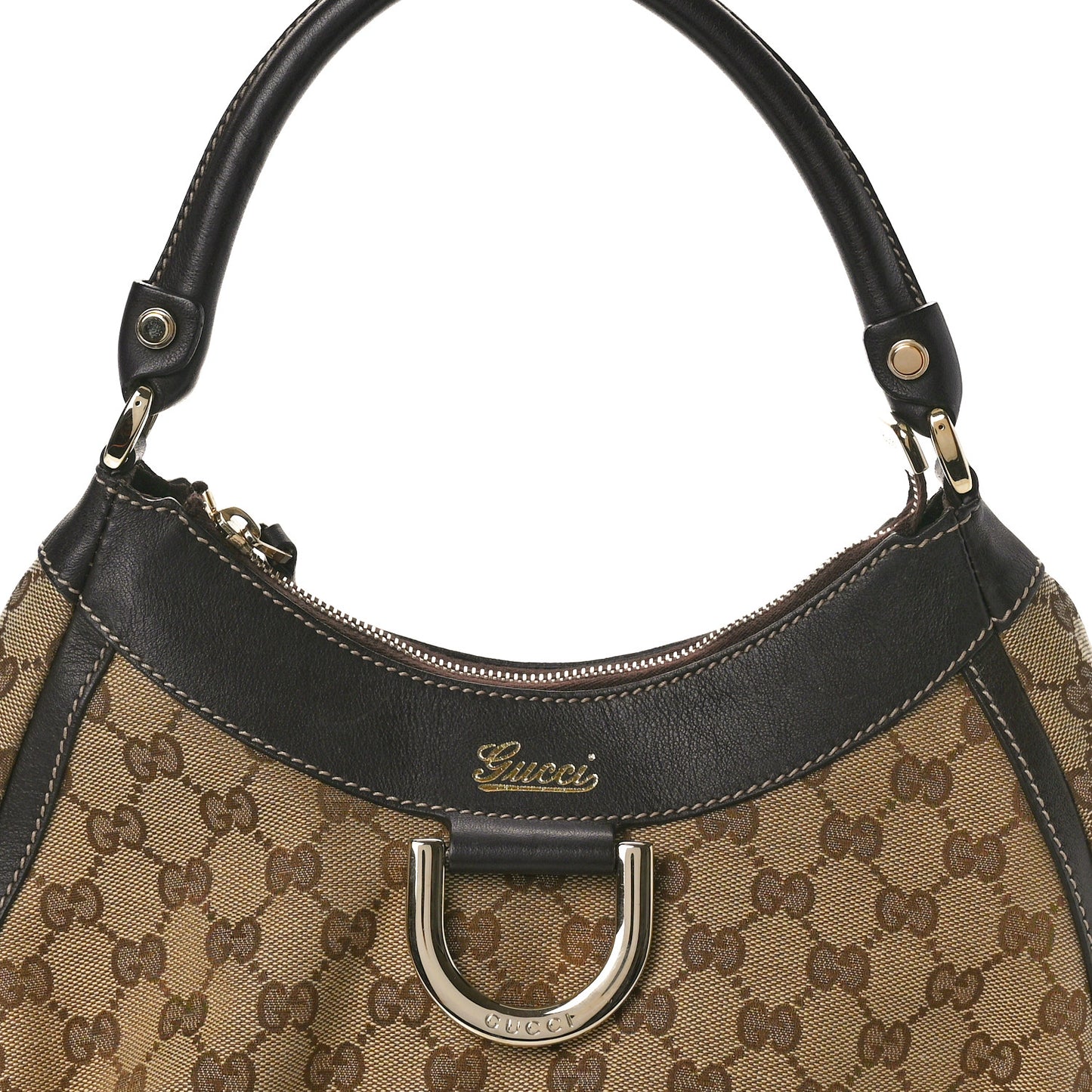 Monogram Medium D Gold Ring Hobo Dark Brown