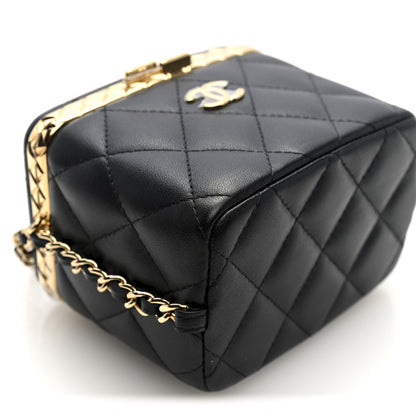 Chanel Metal Lambskin Quilted Small Vanity With Chain Black 10 of 11
