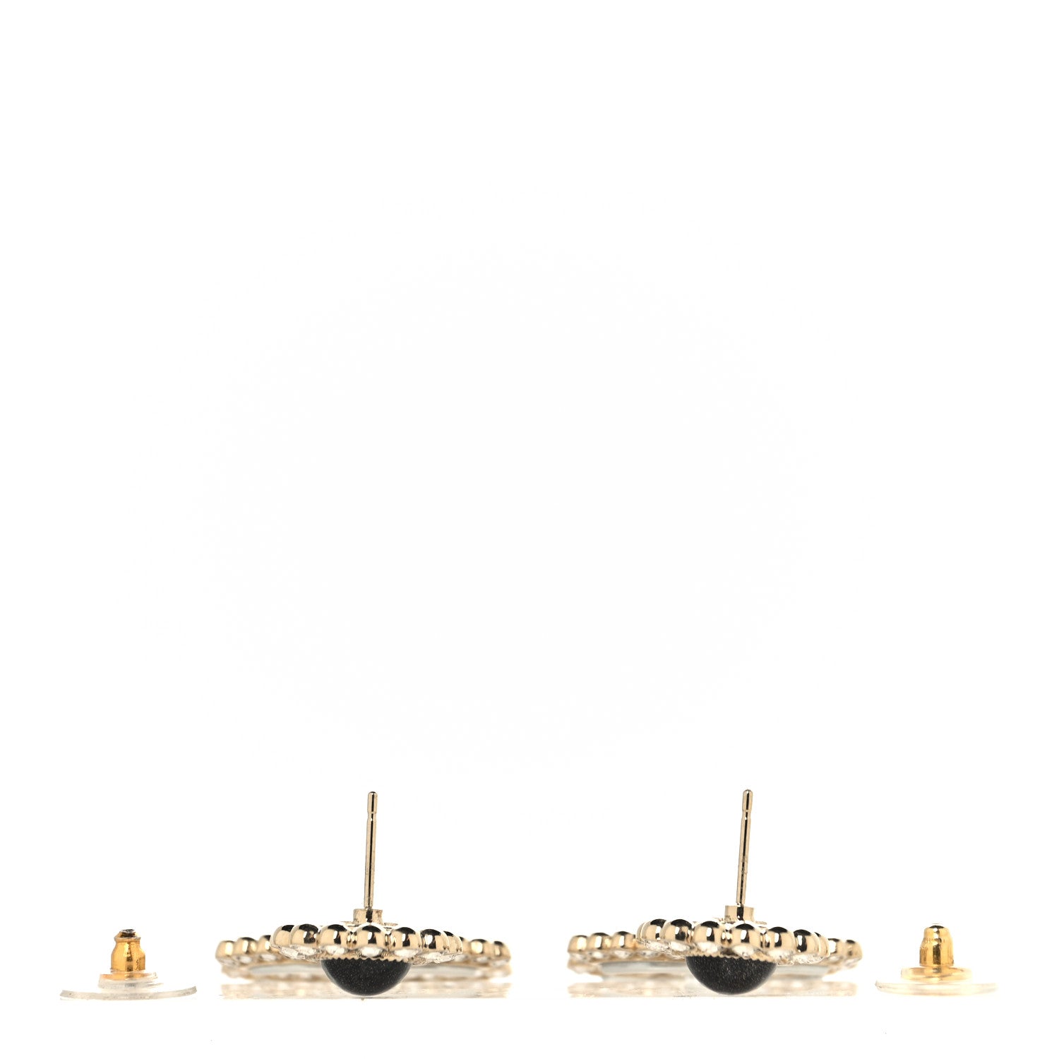 Chanel Crystal Pearl CC Drop Earrings Gold Black 7 of 8
