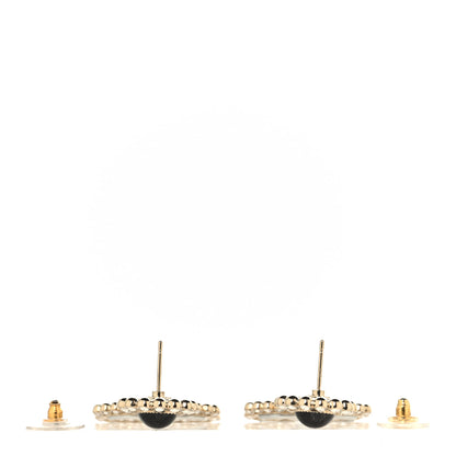 Chanel Crystal Pearl CC Drop Earrings Gold Black 7 of 8