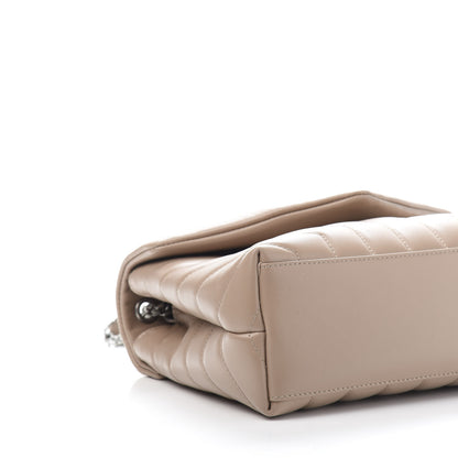 Saint Laurent Calfskin Y Quilted Monogram Small Loulou Chain Satchel Nude Powder 8 of 10
