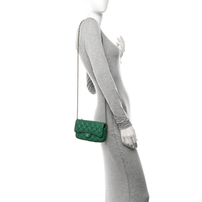 Chanel Lambskin Quilted Flap Phone Holder With Chain Green 3 of 13