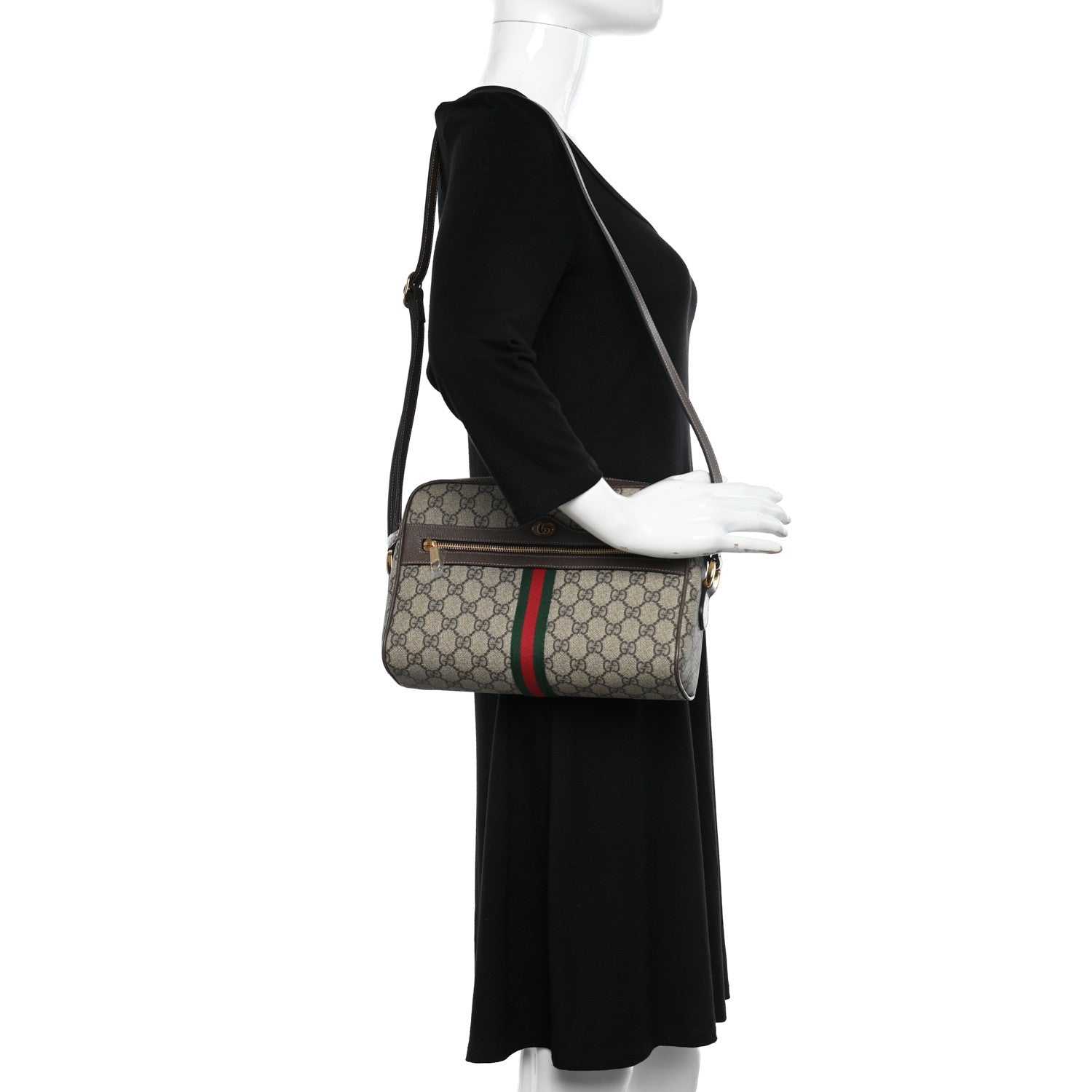 Gucci GG Supreme Monogram Web Small Ophidia Shoulder Bag Brown 2 of 10