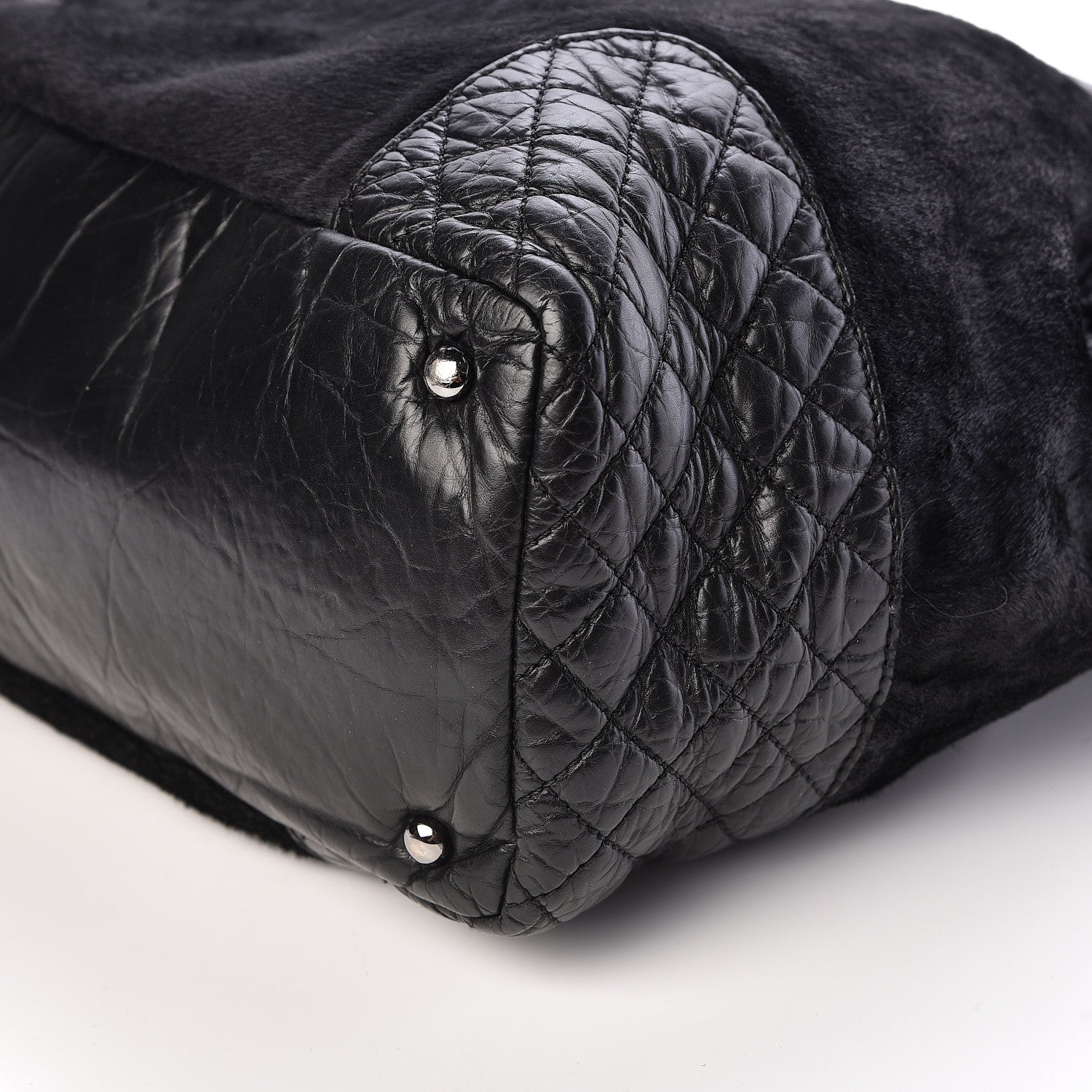 Chanel Pony Hair Quilted Drawstring Tote Black 9 of 10