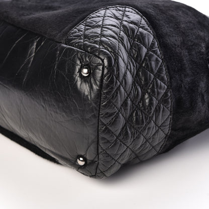 Chanel Pony Hair Quilted Drawstring Tote Black 9 of 10