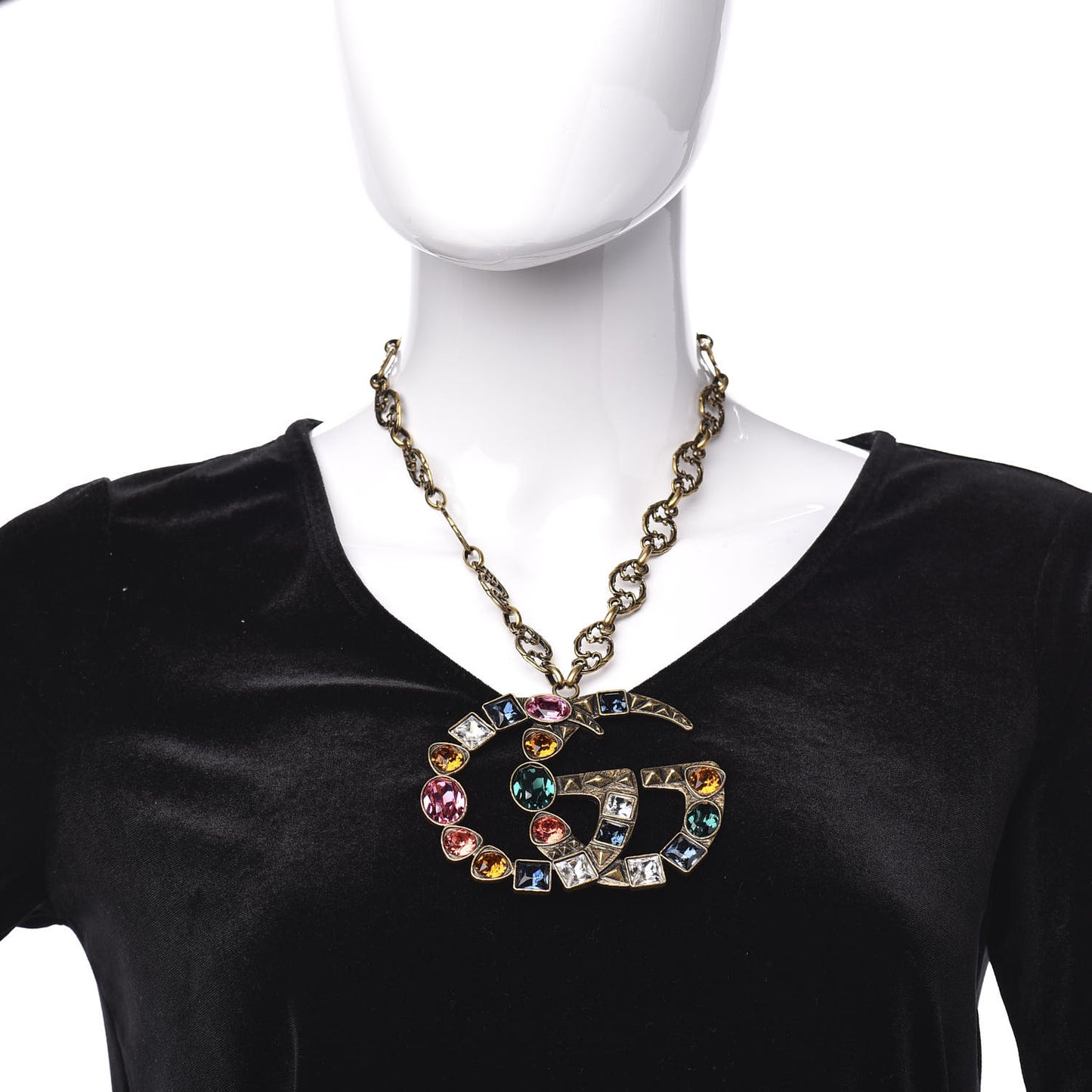 Crystal Marmont Necklace Aged Gold Multicolor