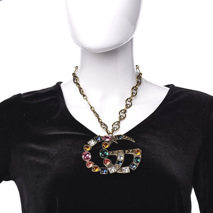 Gucci Crystal Marmont Necklace Aged Gold Multicolor 2 of 6